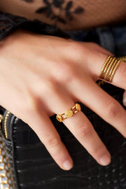 Edelstahl Ring 3 Kleeblätter gold | useful Beauty