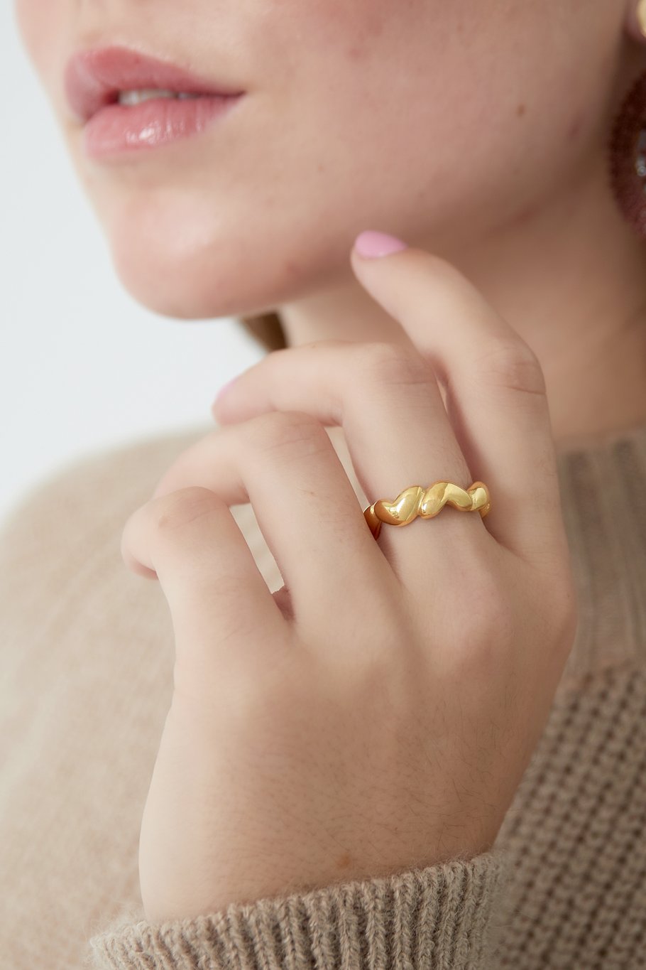 Edelstahl Ring Herzen gold | useful Beauty