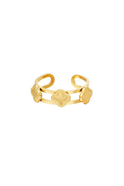 Edelstahl Ring 3 Kleeblätter gold | useful Beauty
