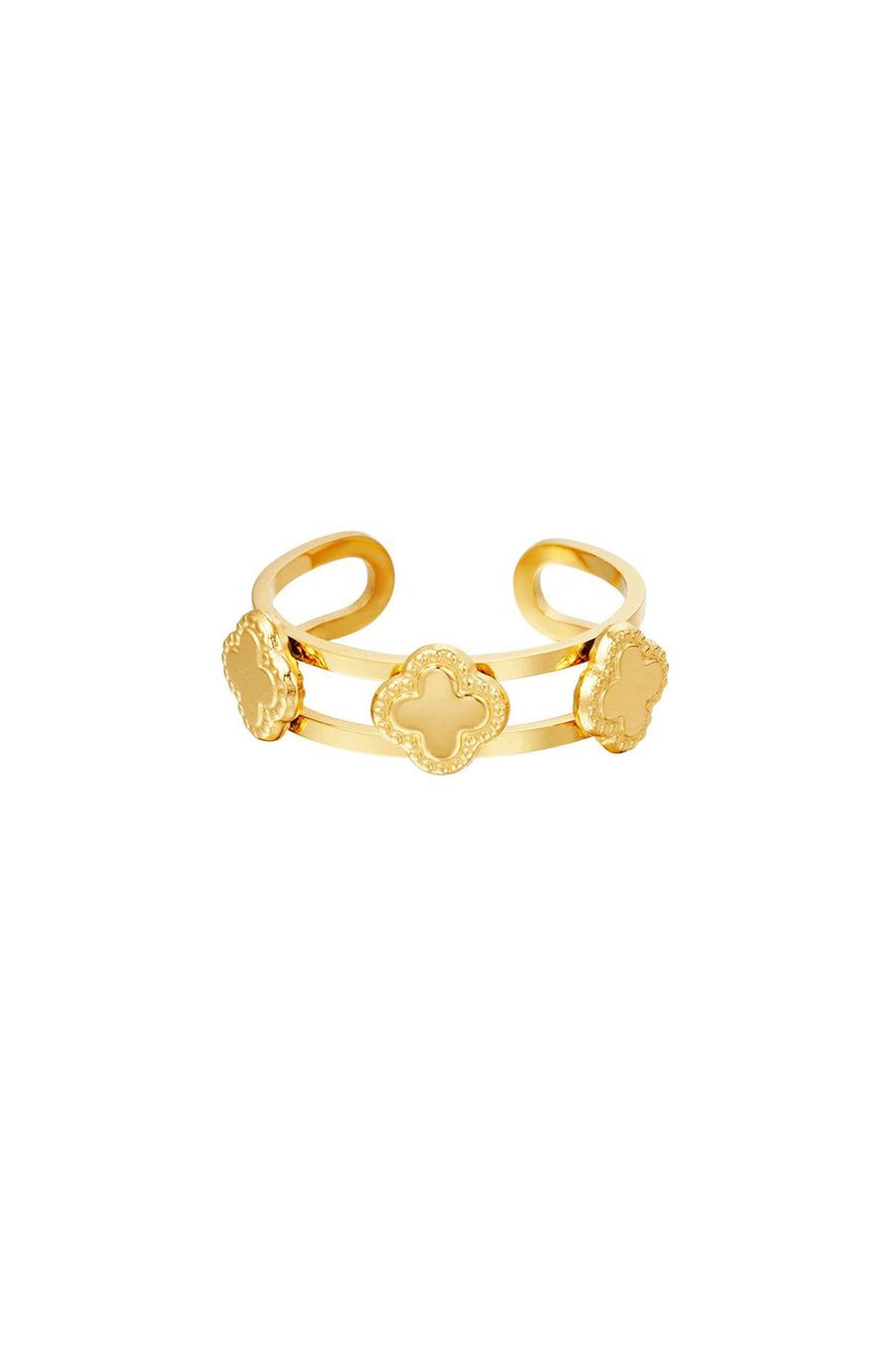 Edelstahl Ring 3 Kleeblätter gold | useful Beauty