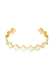 Armreif gold Perlmutt Kleeblätter | useful Beauty