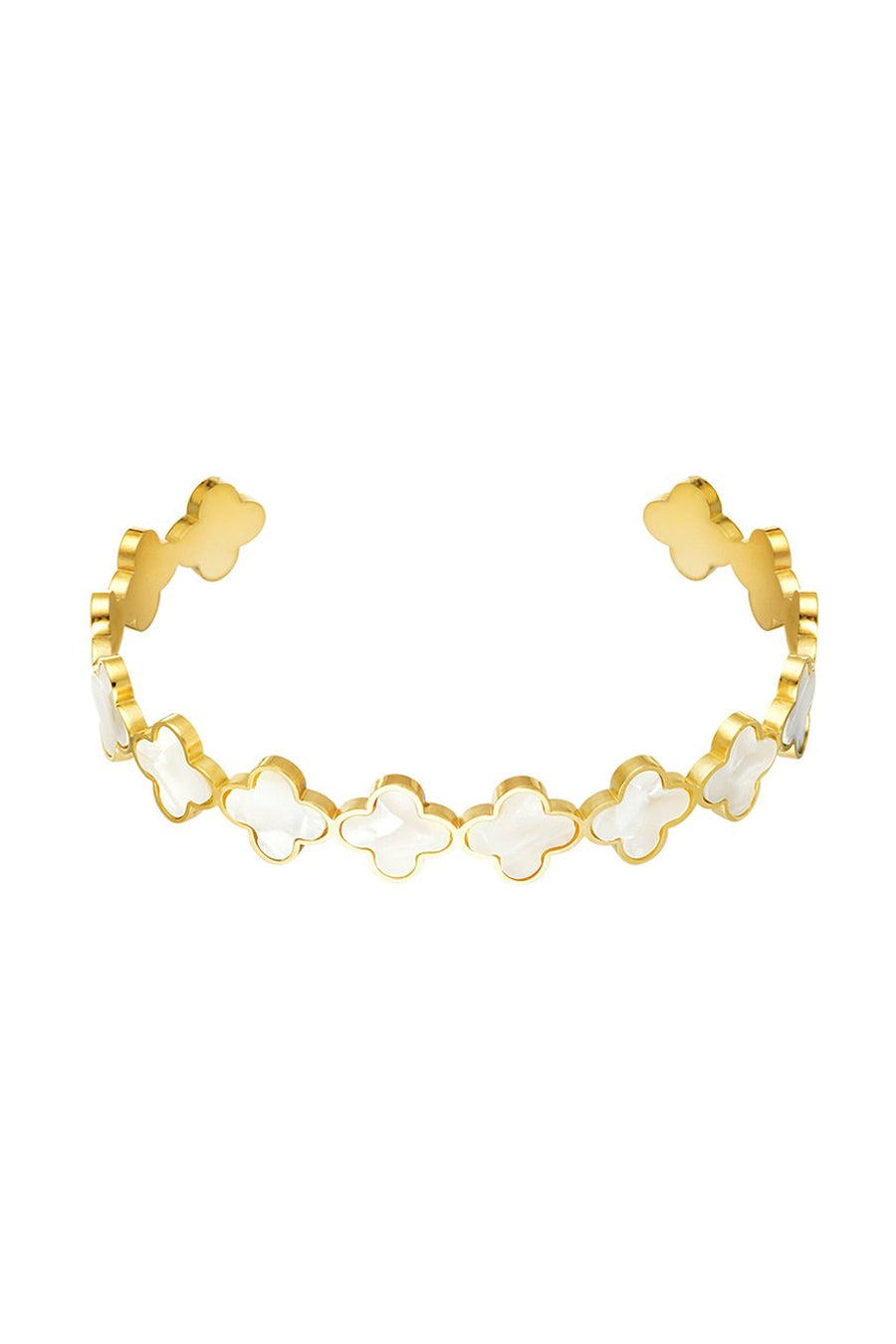 Armreif gold Perlmutt Kleeblätter | useful Beauty