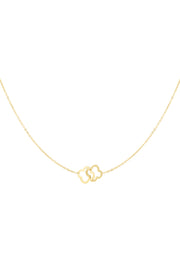 Goldene Edelstahl Halskette mit zwei verbundenen Kleeblättern.