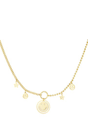 Goldene Smiley Charm Halskette mit Stern- und Smiley-AnhÀngern