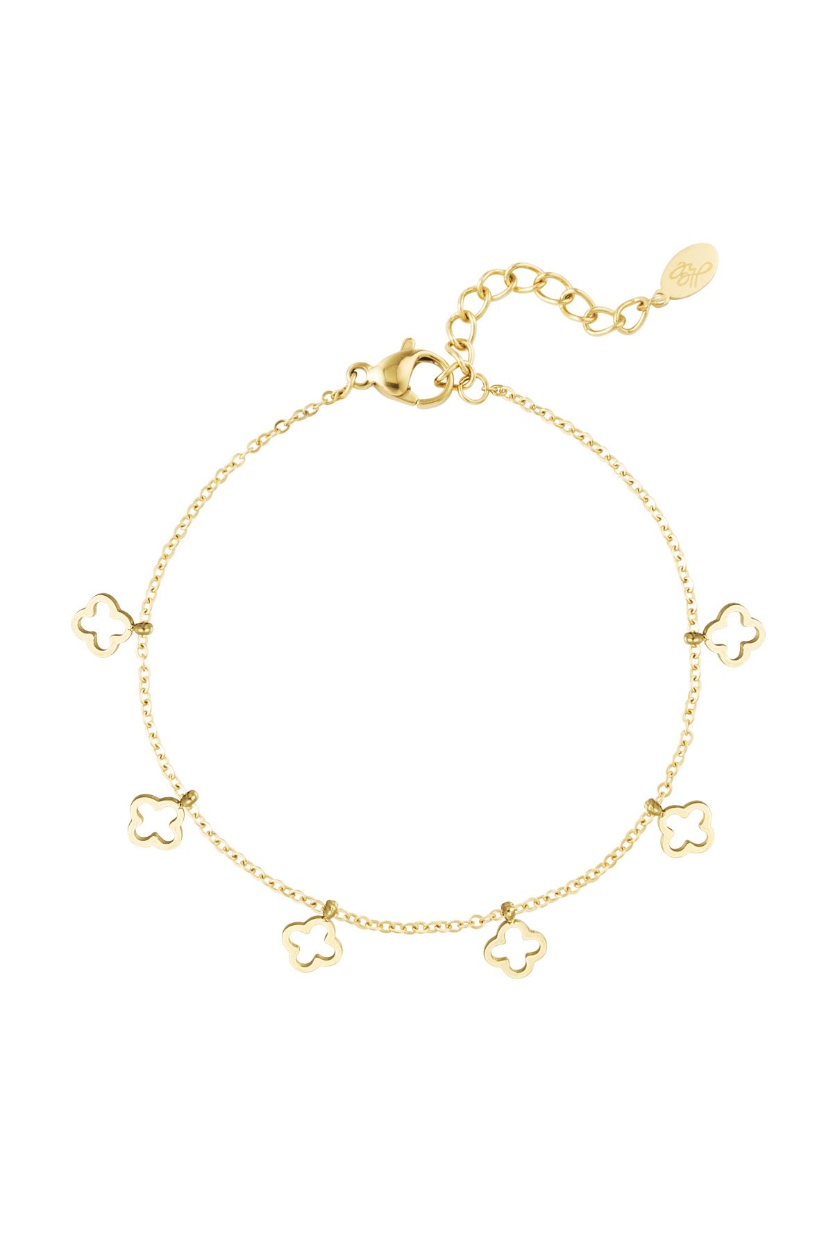 Goldenes Kleeblatt-Armband mit filigranen Anhängern