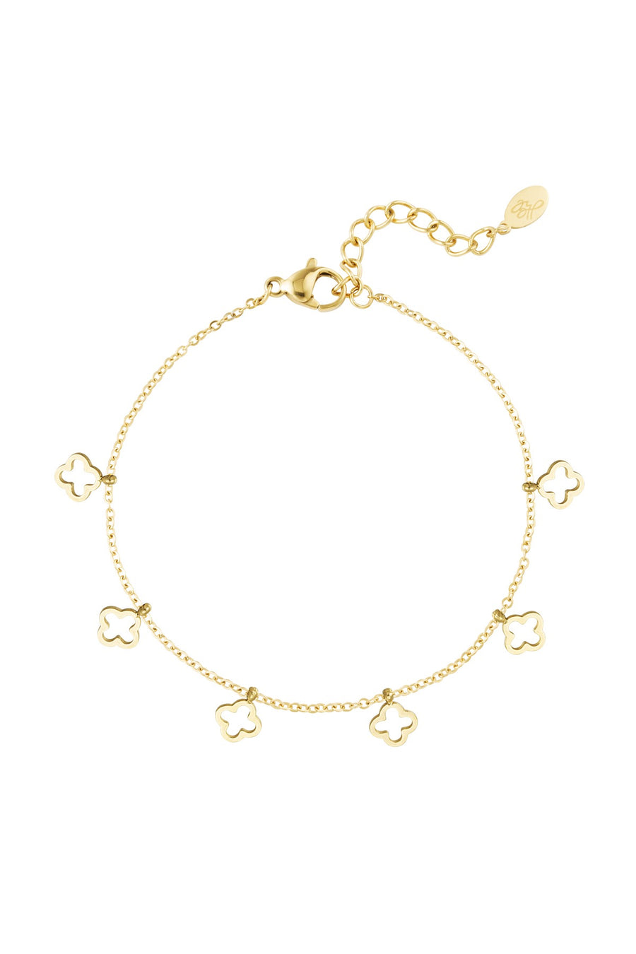 Goldenes Kleeblatt-Armband mit filigranen Anhängern