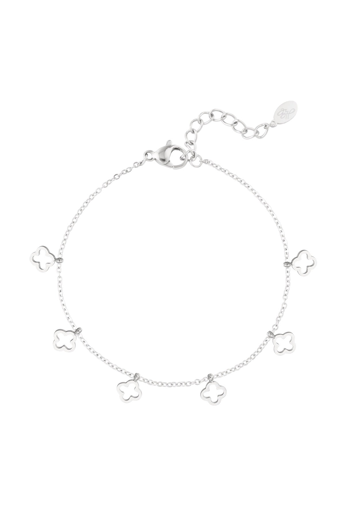 Silbernes Kleeblatt-Armband mit filigranen Anhängern