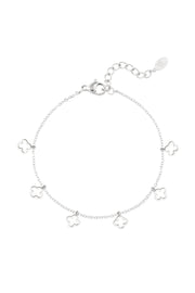 Silbernes Kleeblatt-Armband mit filigranen Anhängern