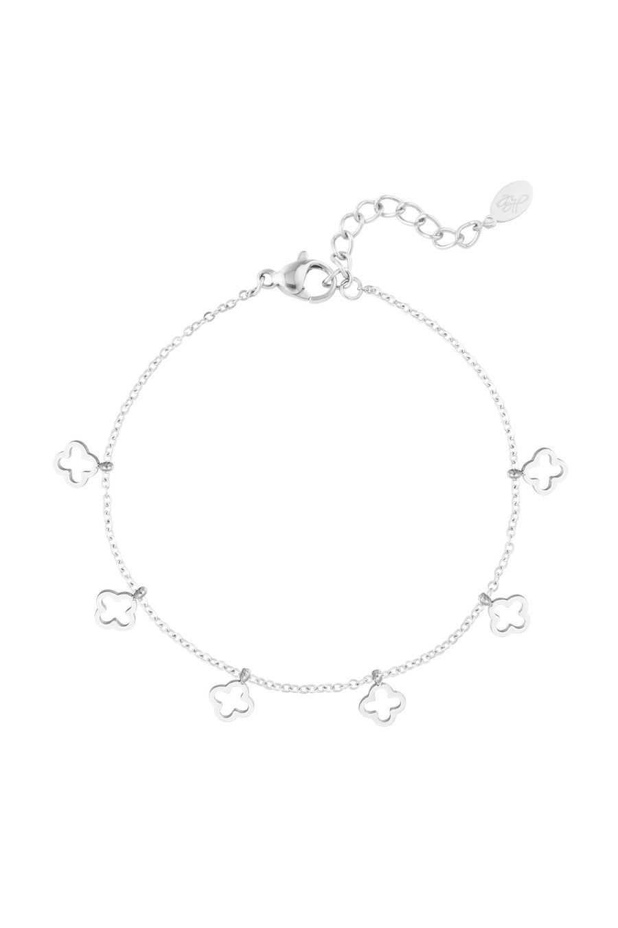 Silbernes Kleeblatt-Armband mit filigranen Anhängern