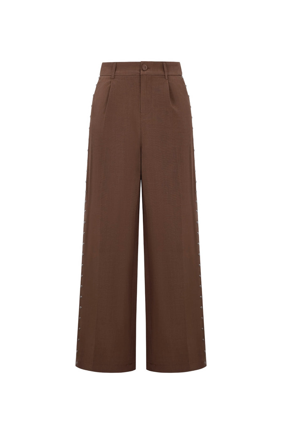 Wide-Leg Hose Braun mit Nieten-Details | useful Beauty