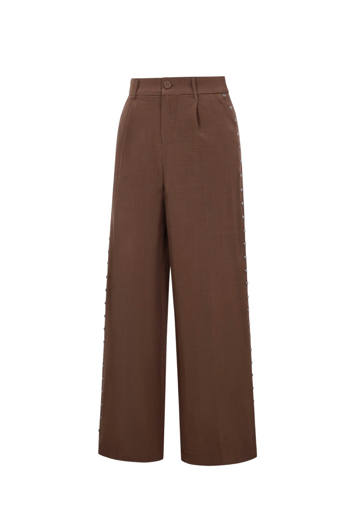 Wide-Leg Hose Braun mit Nieten-Details | useful Beauty