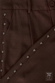 Wide-Leg Hose Braun mit Nieten-Details | useful Beauty
