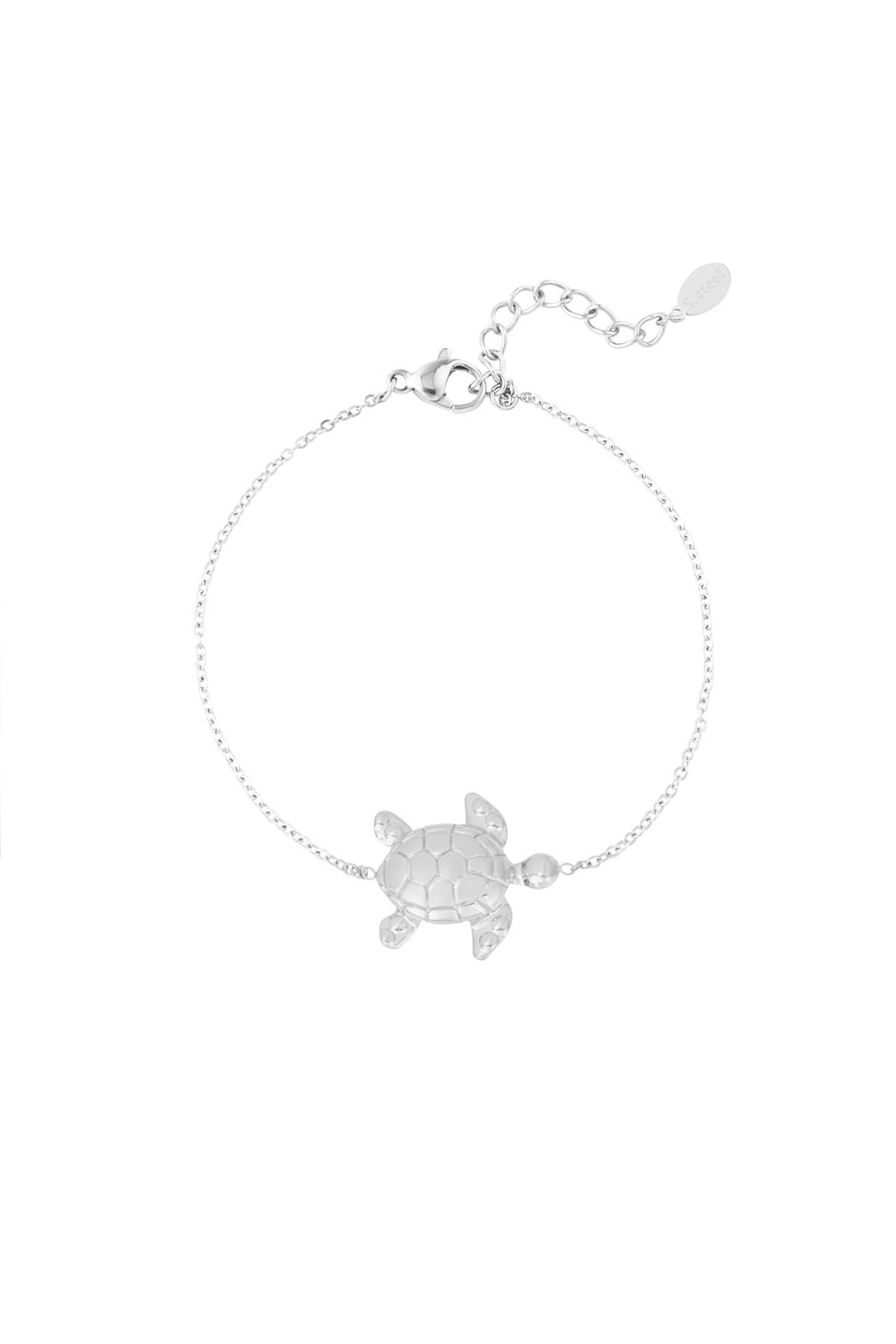 silbernes feines Edelstahl Armband mit silbernem Schildkrötenanhänger