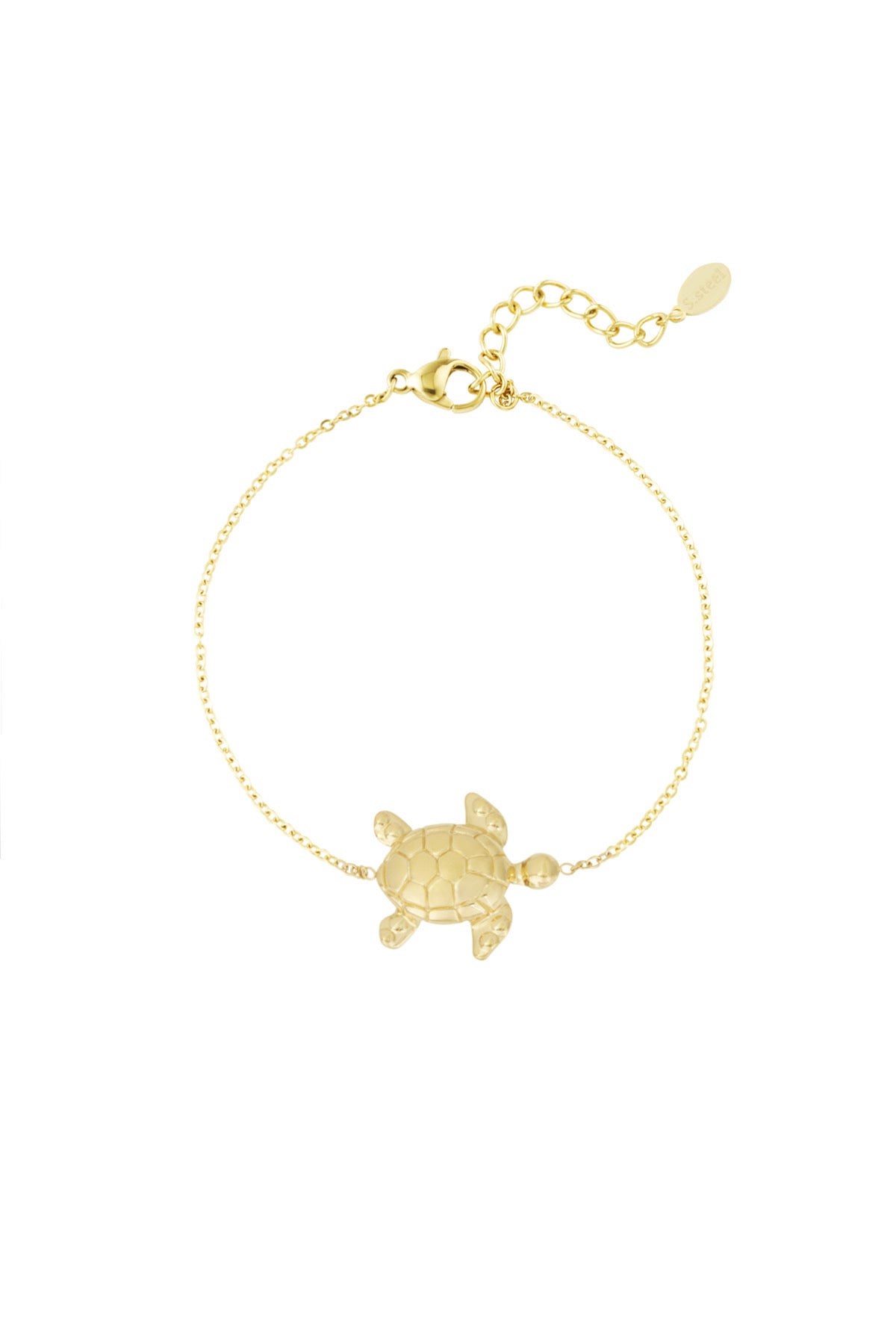 goldenes feines Edelstahl Armband mit goldenem Schildkrötenanhänger