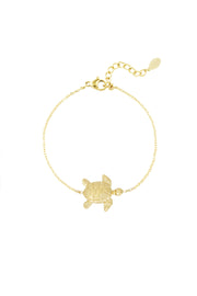 goldenes feines Edelstahl Armband mit goldenem Schildkrötenanhänger