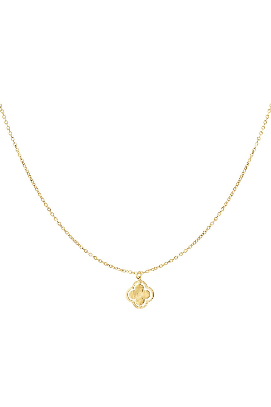 Produktfoto: Goldene Kleeblatt-Kette mit feiner Gliederkette.