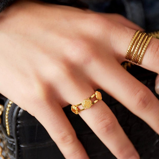 Edelstahl Ring 3 Kleeblätter gold | useful Beauty - useful Beauty 