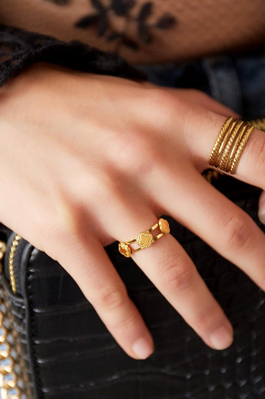 Edelstahl Ring 3 Kleeblätter gold | useful Beauty - useful Beauty 