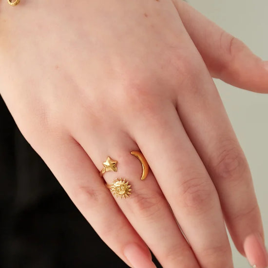 Edelstahl Ring Stern Mond Sonne | gold/silber | useful Beauty - useful Beauty 