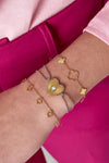 Edelstahl Armband verschiedene Kleeblätter Gold