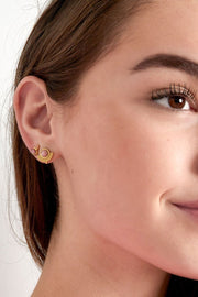 Edelstahl Ohrstecker Kleopatra rosa Naturstein gold | useful Beauty - useful Beauty 