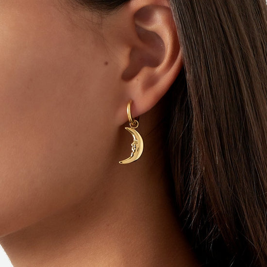 Ohrstecker hanging Moon | 14K goldplated - useful Beauty 