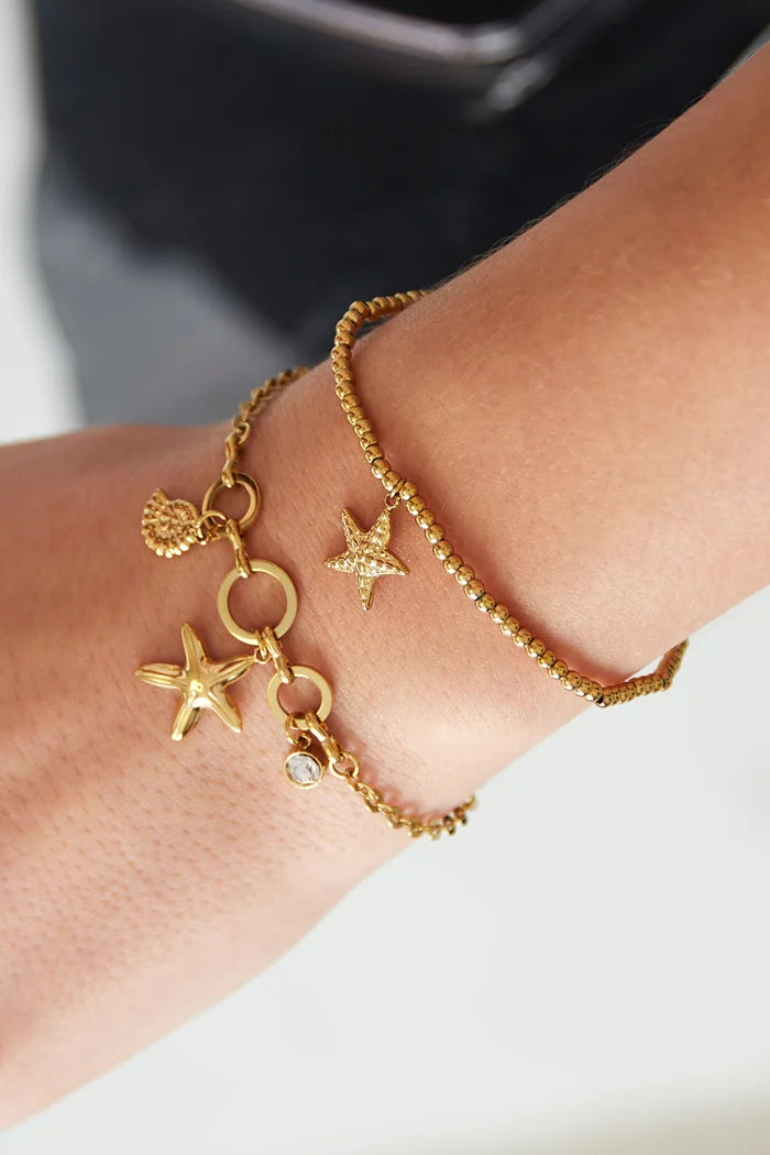 Edelstahl Kugelarmband Seestern gold | useful Beauty