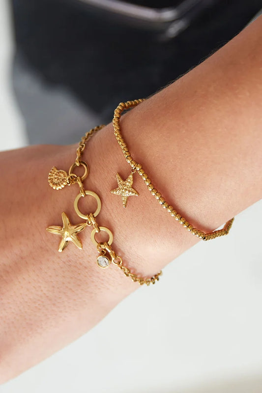 Edelstahl Kugelarmband Seestern gold | useful Beauty - useful Beauty 