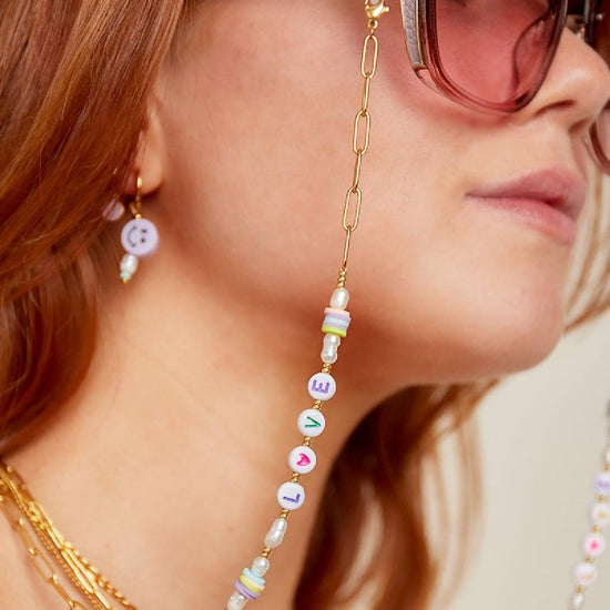 Brillenkette gold bunte Perlen | useful Beauty - useful Beauty 