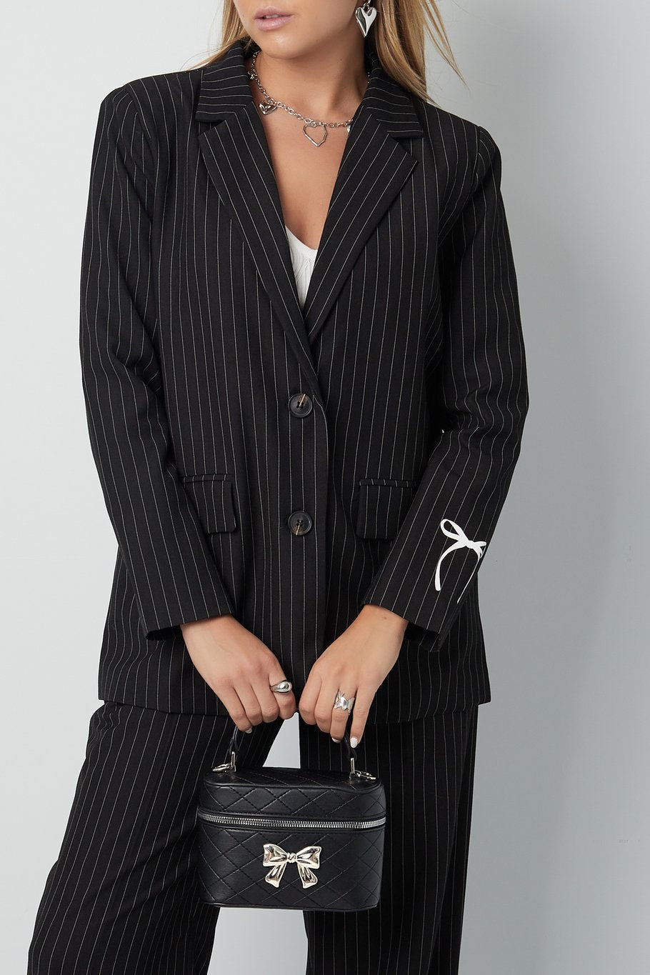 Handtasche klein Schleife silber fancy | schwarz/silber | useful Beauty - useful Beauty 