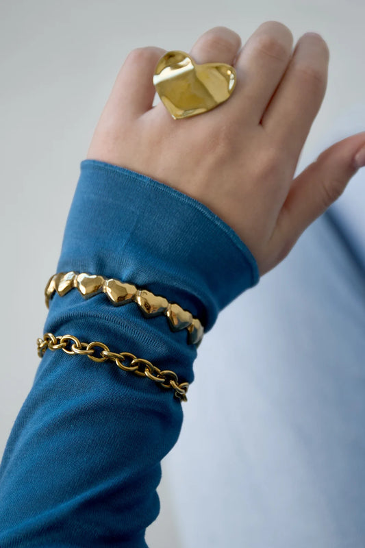 massives Edelstahl Gliederarmband | Gold oder Silber