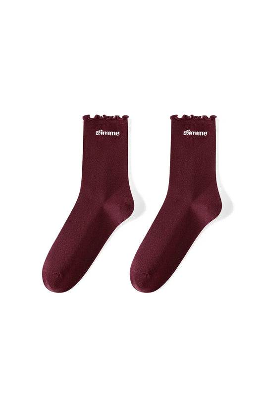 Damen Socken Bordeaux Rüschen