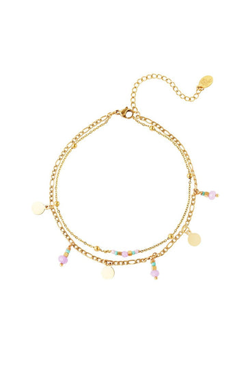 Fußkettchen gold doppelreihig Lila Perlen | useful Beauty - useful Beauty 