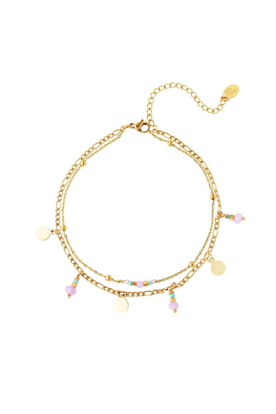 Fußkettchen gold doppelreihig Lila Perlen | useful Beauty - useful Beauty 