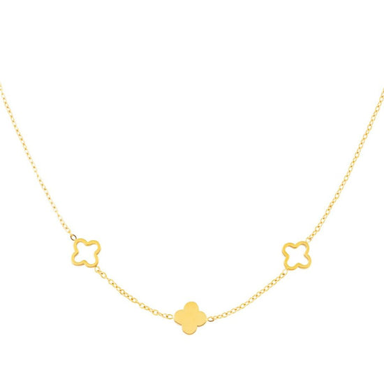 Edelstahl Halskette Kleebätter Blumen | gold/silber | useful Beauty - useful Beauty 