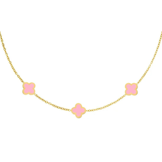 Edelstahl Halskette rosa Kleeblatt gold |useful Beauty - useful Beauty 