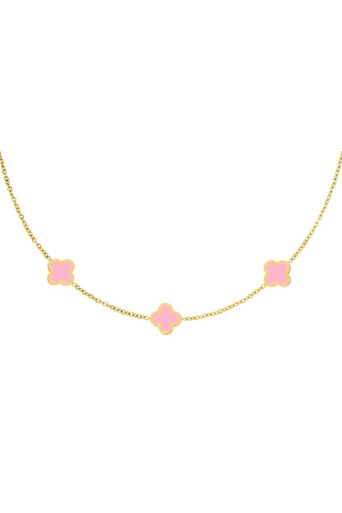Edelstahl Halskette rosa Kleeblatt gold |useful Beauty - useful Beauty 