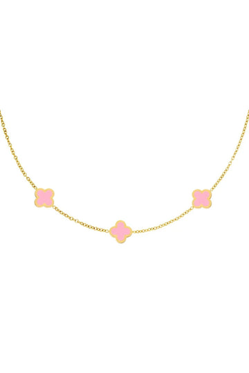 Edelstahl Halskette rosa Kleeblatt gold |useful Beauty - useful Beauty 