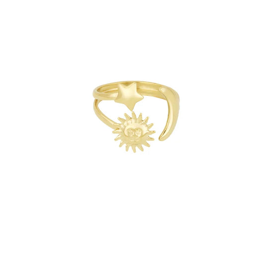 Edelstahl Ring Stern Mond Sonne | gold/silber | useful Beauty - useful Beauty 