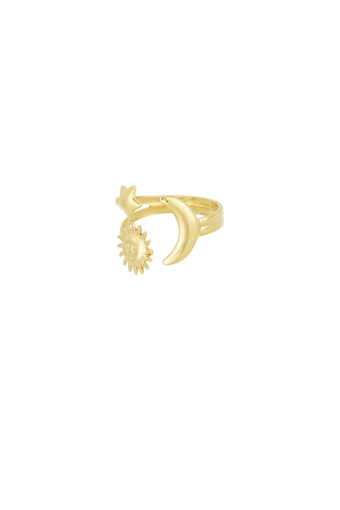 Edelstahl Ring Stern Mond Sonne | gold/silber | useful Beauty