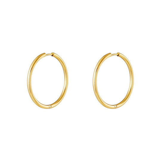 Edelstahl Kreolen groß schmal gold | useful Beauty - useful Beauty 