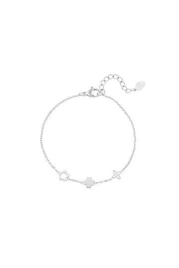 Armband Blumen Kleeblatt Silber Edelstahl