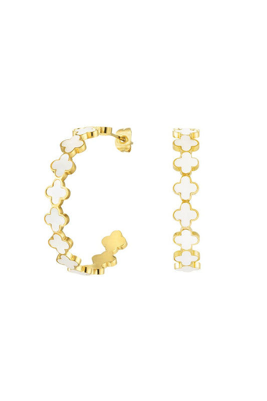 Creolen Kleeblatt weis Perlmutt gold | useful Beauty - useful Beauty 