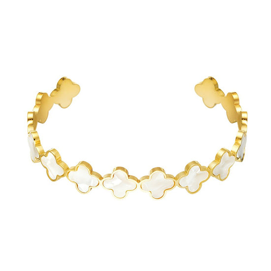 Armreif gold Perlmutt Kleeblätter | useful Beauty - useful Beauty 