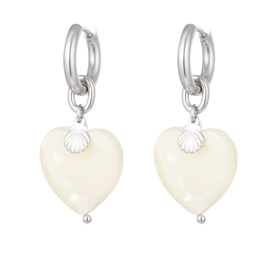 Creolen Silber Perlmutt Herz | useful Beauty - useful Beauty 