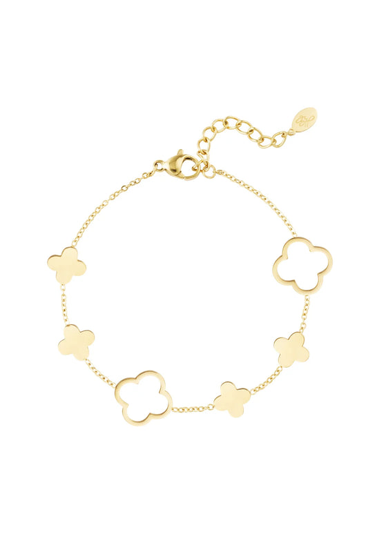 Edelstahl Armband verschiedene Kleeblätter Gold