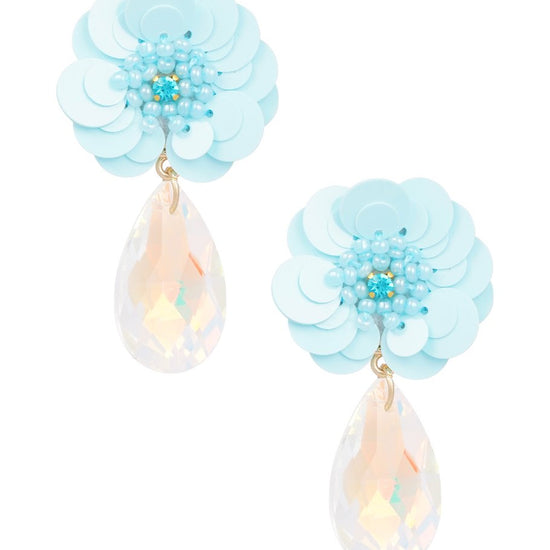 Ohrringe blaue Blume mit Zirkonia Tropfen | useful Beauty - useful Beauty 