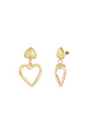 Edelstahl Hängeohrringe zwei Herzen gold | useful Beauty - useful Beauty 