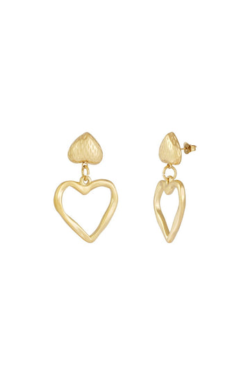 Edelstahl Hängeohrringe zwei Herzen gold | useful Beauty - useful Beauty 