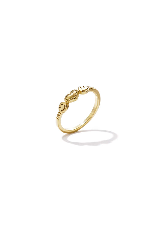 feiner Smiley Edelstahlring Gold